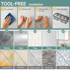 Veken Shower Caddy 6-Pack, Advanced Rustproof Design, No Drilling Adhesive - Image 7