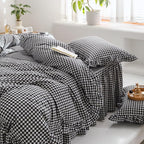 MKXI Black and White Gingham Duvet Cover Full, 3-Piece Ruffled Bedding Set - Image 4