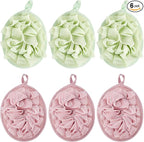 Boao 6 Pcs Bath Shower Pouf Sponge Mesh Pouf Shower Ball Exfoliating Body by Boao