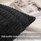 Aegero Pack of 2 Corduroy Decorative Throw Pillow Covers 12x24 Inch Soft - Image 2