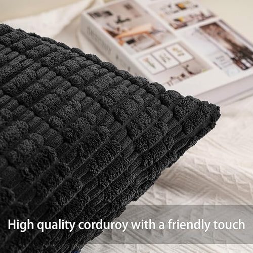 Aegero Pack of 2 Corduroy Decorative Throw Pillow Covers 26x26 InchSoft Striped - Image 2