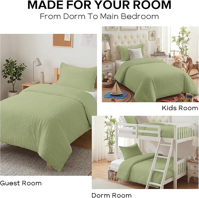 Cozyide Green Twin Duvet Cover, 2 Pieces Bedding Duvet Covers, Soft Breathable - Image 7