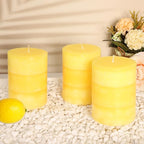 Yellow Pillar Candles 3x4 Inch Hand-Poured Lemon Scented Candles Lemongrass - Image 8