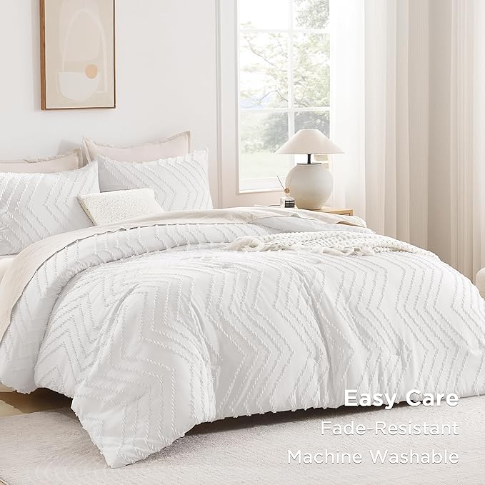 Andency White Oversized Super King Comforter Set 120x120, Extra Large King Size - Image 3
