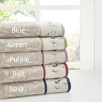 Madison Park Serene 100% Cotton Bath Towel Set Luxurious Floral Decorative - Image 8