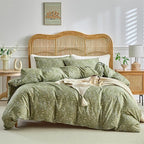 mixinni 3 Pieces Duvet Covers Queen Size, 100% Cotton Comforter Cover - Image 2