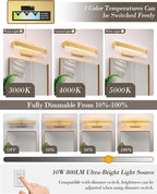 Brushe Gold Bathroom Vanity Light, 16.5 Inch 10W Dimmable LED Bathroom Light - Image 4