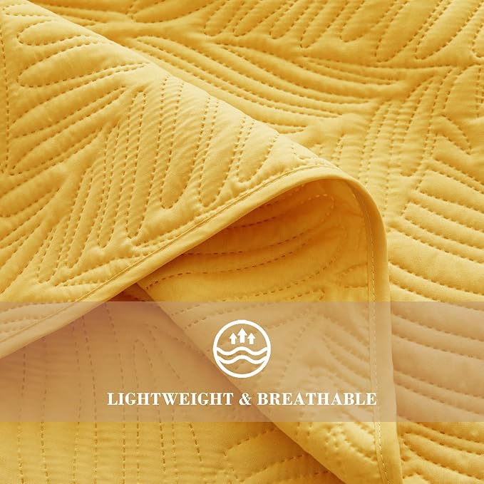 Exclusivo Mezcla Twin Quilt Bedding Set, Lightweight Yellow Quilts Twin Size - Image 5