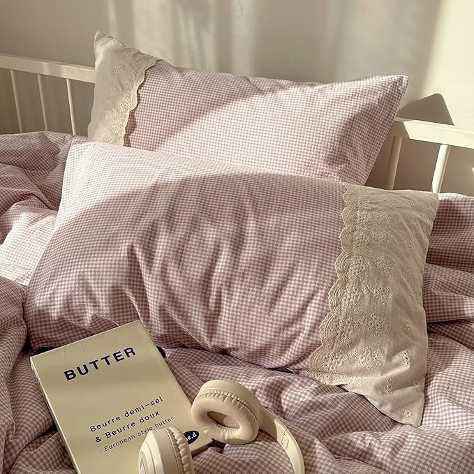 mixinni Purple White Gingham Duvet Cover Twin XL Size - Image 7