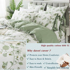 FADFAY Green Duvet Cover Set Full Floral Bedding 100% Cotton Shabby Vintage - Image 5