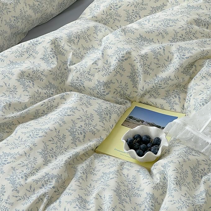 mixinni Blue Floral Duvet Cover Twin Size - Image 6
