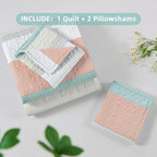 Andency King Size Quilt Set Pink Green, 3 Pieces Summer Ultra Soft Lightweight - Image 7