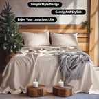 LBRO2M 100% Pure Linen Sheet Set Deep Pocket Up to 16" Bed Sheets Sets - Image 4
