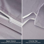 Wake In Cloud - Cotton Duvet Cover Set, Twin Size, Light Purple, 100% Washed - Image 7