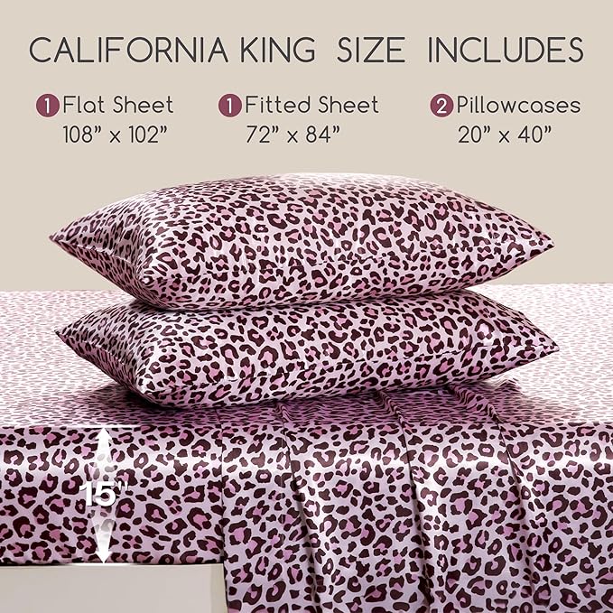 MR&HM Satin Bed Sheets, California King Size Sheets Set - Image 2