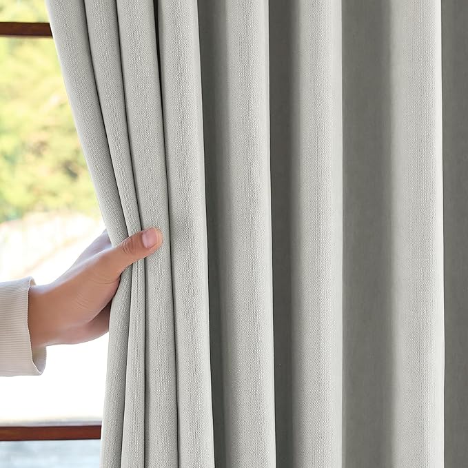 jinchan Chenille Blackout Curtains 108 Inches Long Light Grey Thermal Insulated - Image 8