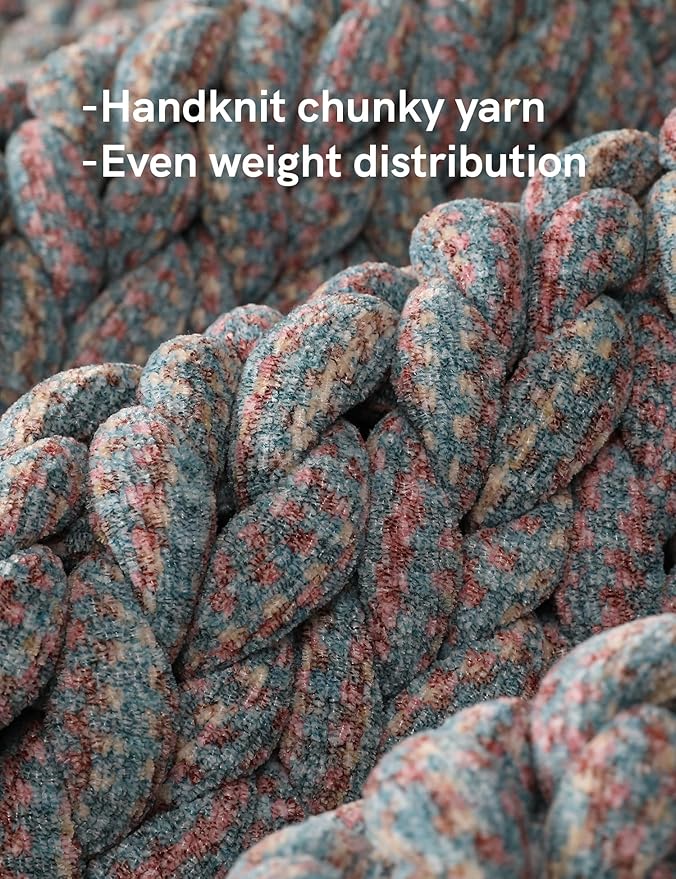 YnM Chenille Weighted Blanket, Handmade Chunky Knitted Design, Soft and Cozy - Image 2