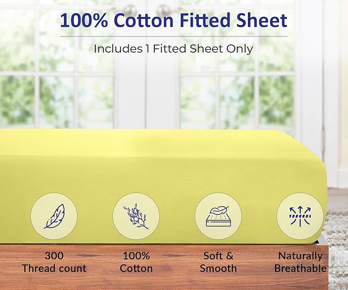 ROYALE LINENS 300 Thread Count 100% Long Staple Combed Cotton Fitted Sheet - Image 4