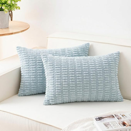 Aegero Pack of 2 Corduroy Decorative Throw Pillow Covers 12x24 Inch Soft by Unknown