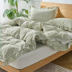 Gingham Duvet Cover Queen Size, 3 Pieces Soft Breathable Microfiber Plaid - Image 4