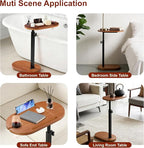Bamboo Bathtub Side Table, 360° Swivel Height Adjustable Freestanding Bath - Image 7