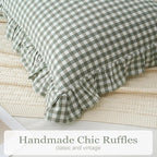 2 Pack Sage Green/White Plaid Ruffle Throw Pillow Covers Farmhouse Checkered - Image 4