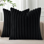 Pallene Faux Fur Plush Throw Pillow Covers 22x22 Set of 2, Luxury Soft Fluffy by PALLENE
