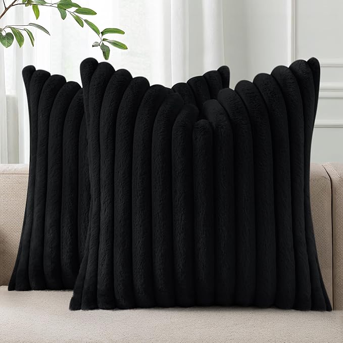 Pallene Faux Fur Plush Throw Pillow Covers 20x20 Set of 2, Luxury Soft Fluffy by PALLENE