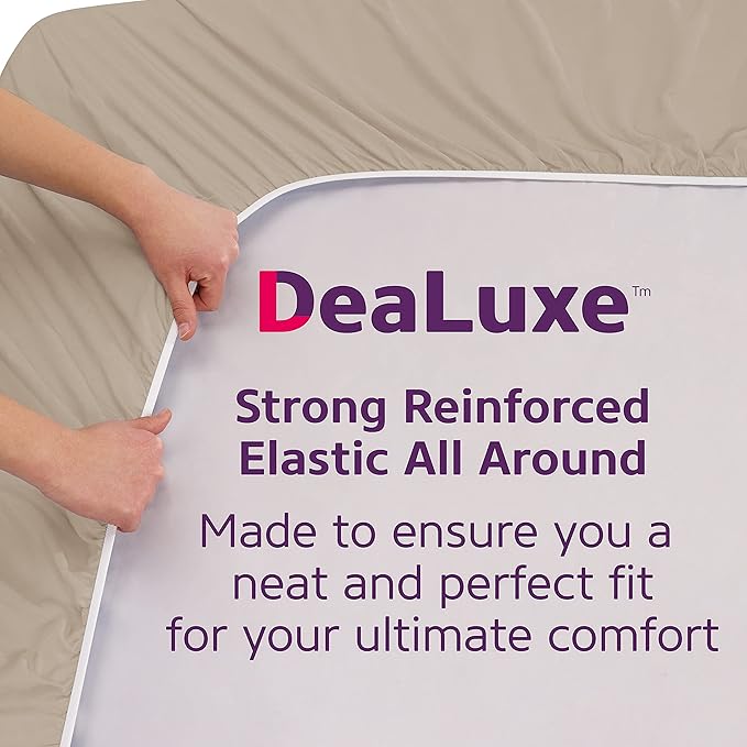 Taupe Deep Pocket Queen Fitted Sheet 16' Real Fitted Bed Sheet Fits 14'18' - Image 4