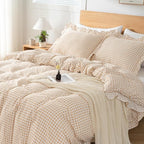 Gingham Duvet Cover Queen Size, 3 Pieces Soft Breathable Microfiber Plaid - Image 5