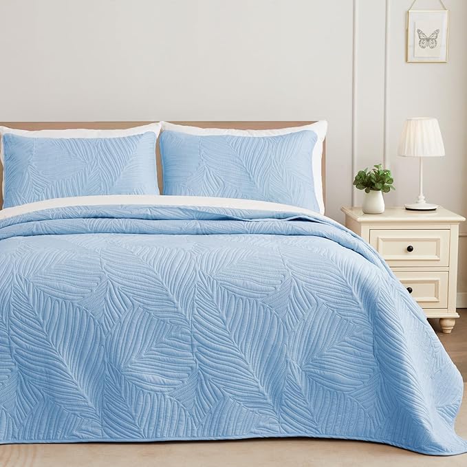 Exclusivo Mezcla Twin Quilt Bedding Set, Lightweight Sky Blue Quilts Twin Size - Image 7