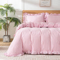 Gingham Duvet Cover Full Size, 3 Pieces Soft Breathable Microfiber Plaid by Kisswish