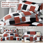 Tyrot 3 Piece Burnt Orange Grey Quilt Set California King Size Black White - Image 3