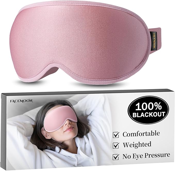 Weighted Sleep Mask for Women: 3D Contoured Blackout Eye Mask for Eyelash by FACEMOON