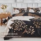 mixinni Black Floral Duvet Cover Full Size, 3 Pieces Garden Style Botanical - Image 3