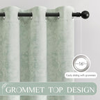 Beauoop Green Floral Jacquard Blackout Curtains 90 Inches Long 2 Panels - Image 6
