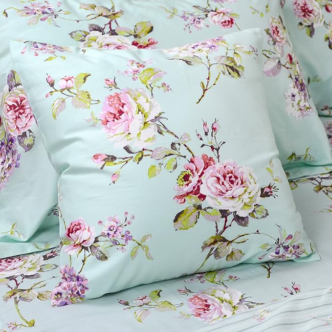 FADFAY Cotton Duvet Cover Set Full Size Blue Floral Bedding Set Super Soft - Image 6