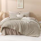 Andency Oversized King Comforter 128''x120'', 3 Pieces Oatmeal Boho Bedding Set - Image 2