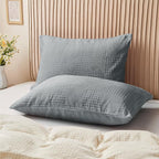 BEDELITE Flannel King Size Pillow Cases Set of 2, Decorative Waffle Weave - Image 2