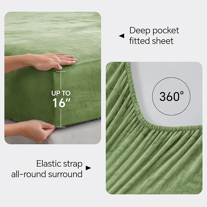 BEDELITE Flannel Sheets Twin Size Sage Green - Image 4