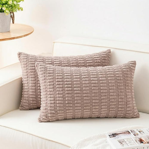 Aegero Pack of 2 Corduroy Decorative Throw Pillow Covers 12x24 Inch Soft by Unknown