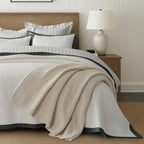 EVERGRACE Cotton Border Frame Tack-Stitch Quilt Bedding Set Queen Size - Image 6