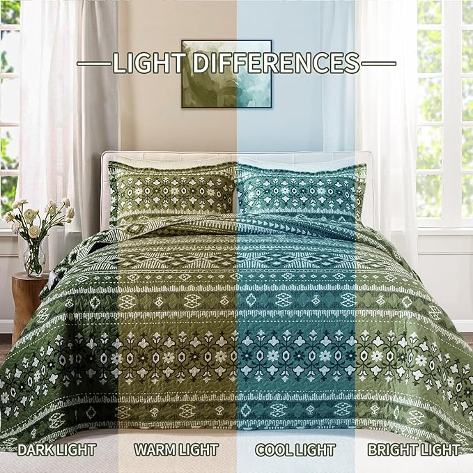 BEDIFANY California King Quilt, Reversible Lightweight Bedspread, Boho Bed - Image 5