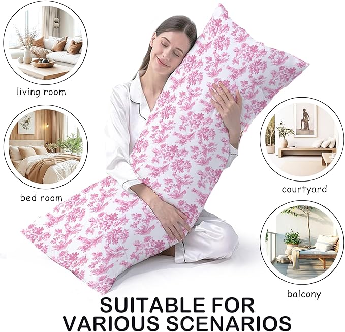 Pink Chinoiserie Golden Retriever Dog 20x54 Body Pillow Cover - Image 3