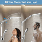 Dual Handheld Shower Head Combo, 2-in-1 Rain Shower Heads System Wide Rainfall - Image 3