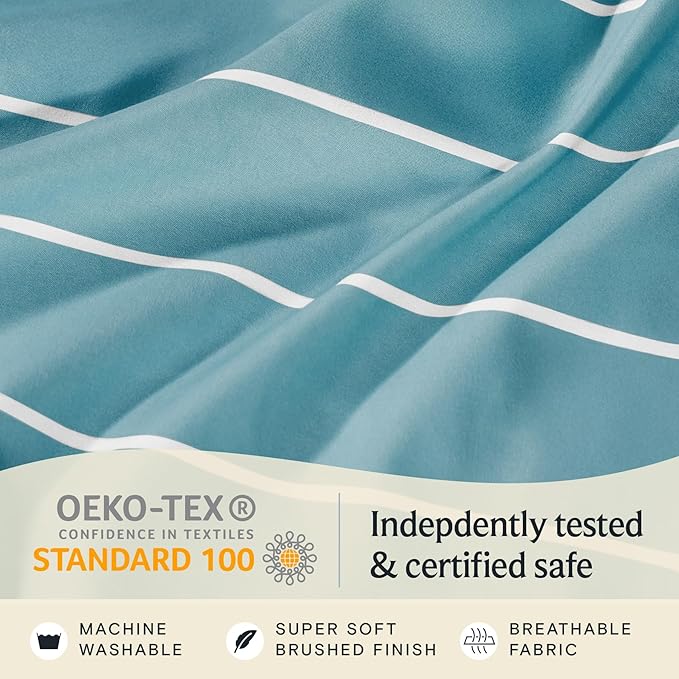 LuxClub Striped Sheets, Deep Pockets 18" Eco Friendly Wrinkle Free-Kids-Fitted - Image 6