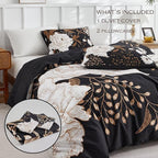 MKXI Bold Floral Black Duvet Cover Full Bedding Set Luxurious Premium Cotton - Image 3