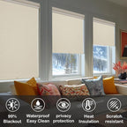 HESTIA No Drill Cordless Blackout Roller Shades Screwless Waterproof Shower - Image 3