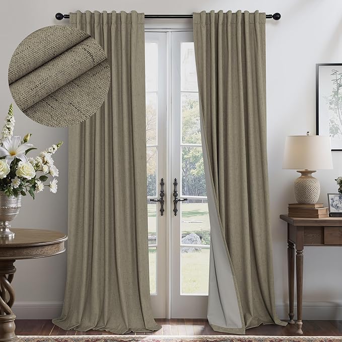 Pitalk Taupe Blackout Curtains 84 Inches Long by Pitalk