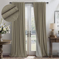 Dark Taupe Neutral Blackout Curtains 96 Inch Long 2 Panel Insulated Sliding by Pitalk